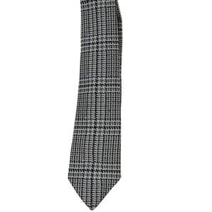Vintage 70s Blue Houndstooth Polyester Knit Wide Tie 57” Mod Disco